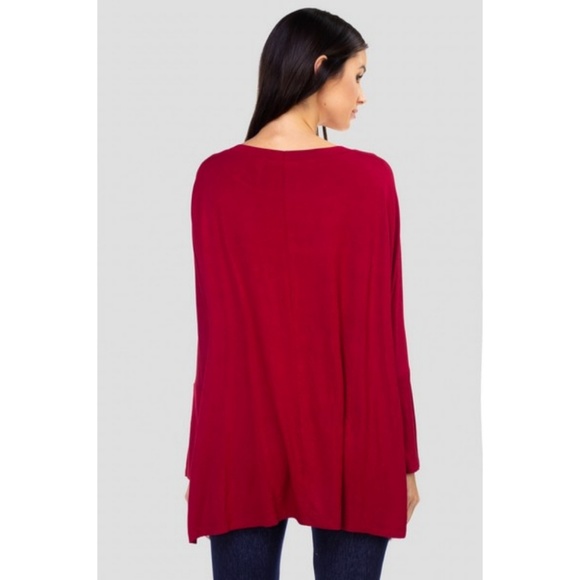 Women's Soft Stretchy Dolman Tunic Knit Burgundy - Picture 3 of 4